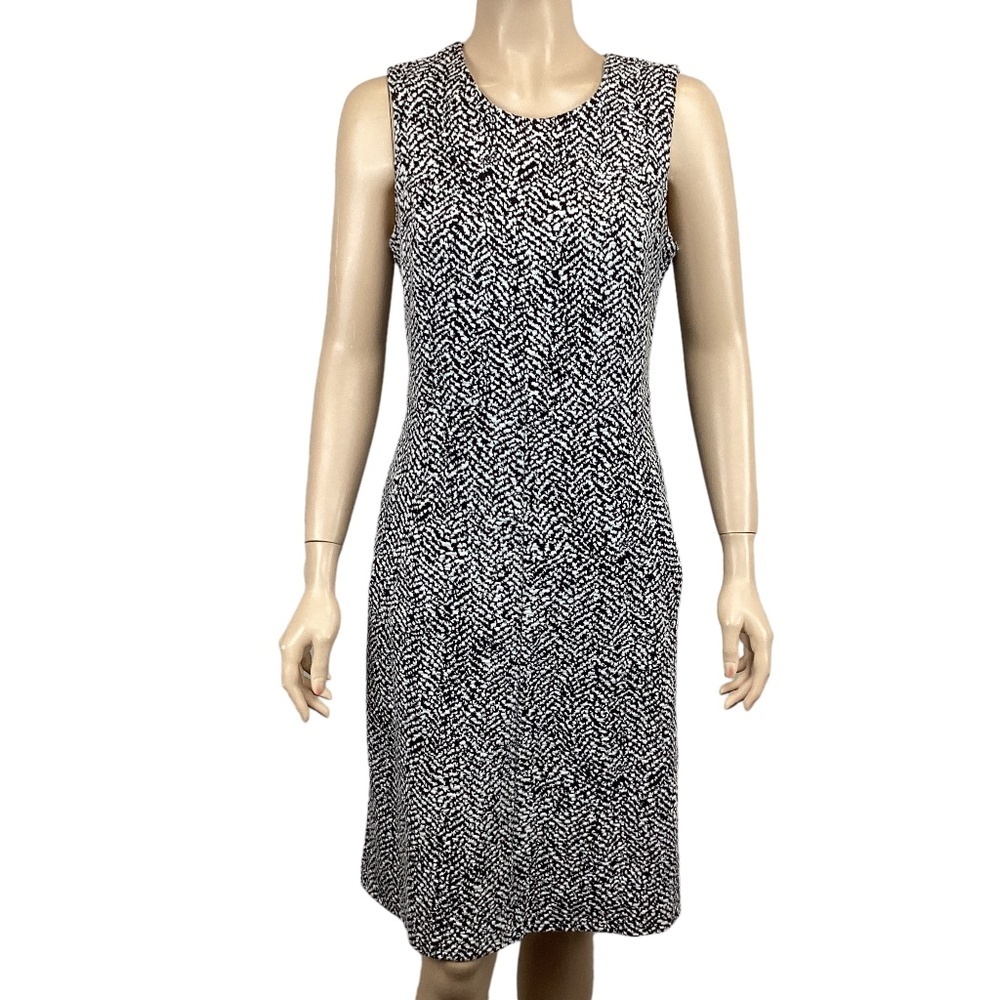 Lands’ End Sleeveless Dress size 6 Pocket Ponte Pencil Black White‎